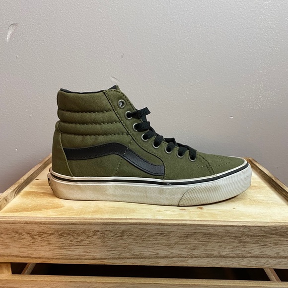 olive green and black vans